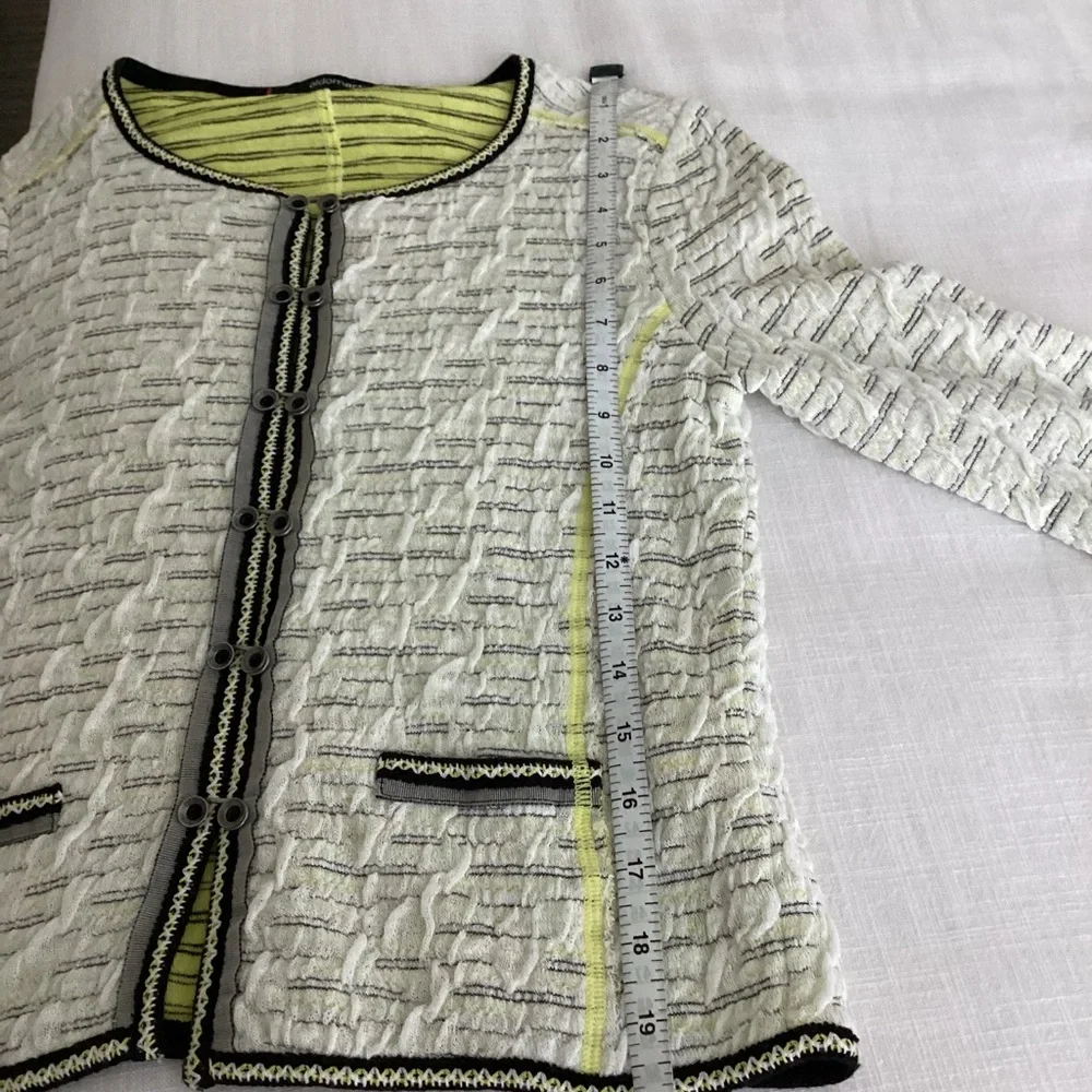 Aldo Martins Cardigan Sweater Womens Size 6 Yellow Black Lightweight Academia